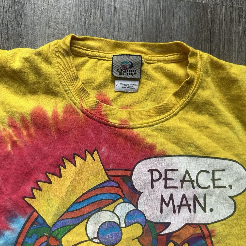 Liquid Blue Bart Simpsons Tie Dye T-Shirt XL 2013 USA Peace Man Vintage - Picture 4 of 8